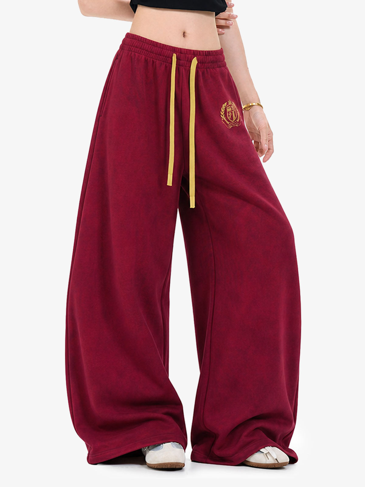 Wide-leg trouser silhouette of the crest graphic sweatpants