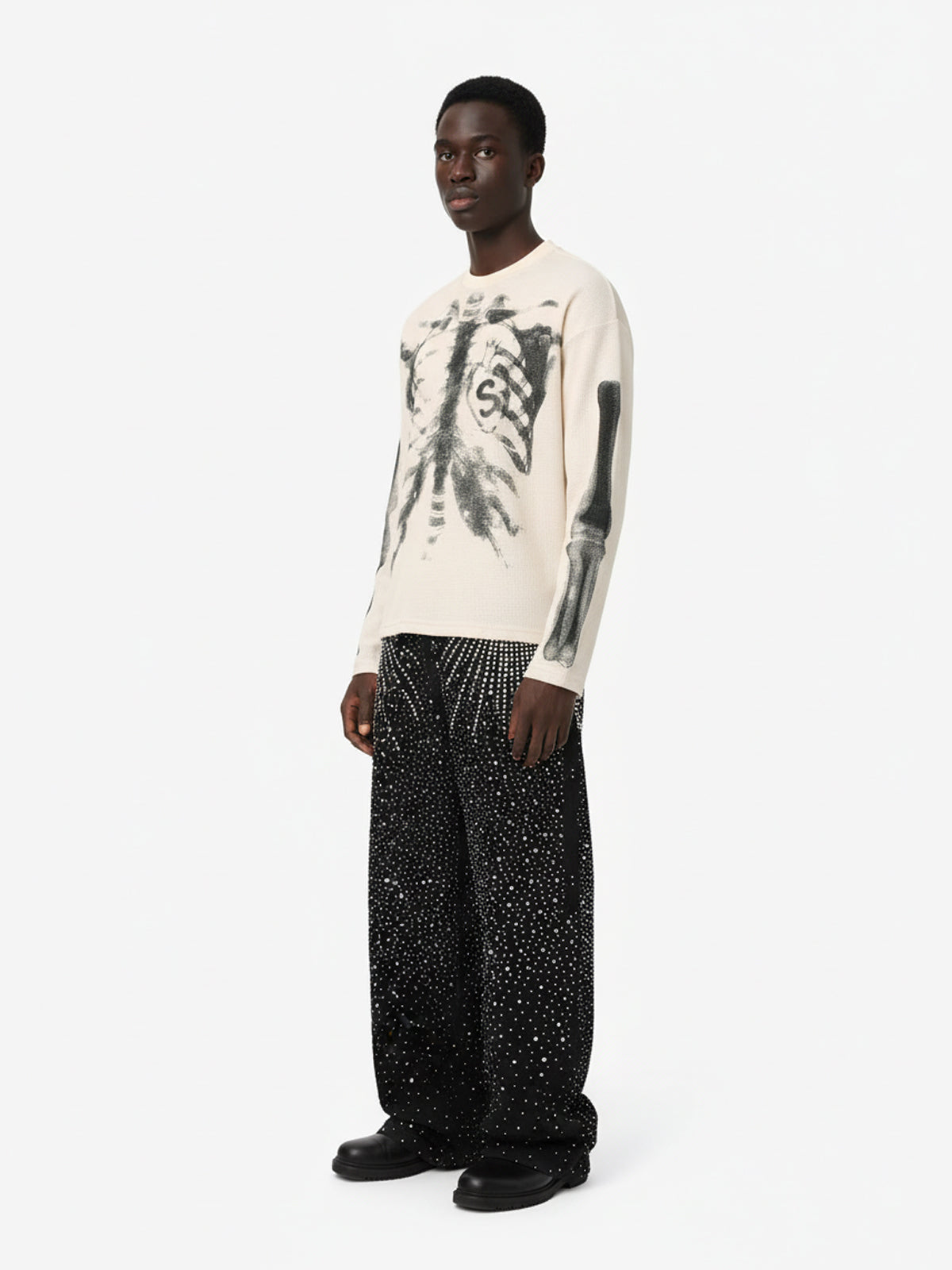 Revelse™ Skeleton Graphic Waffle Knit Sweatshirt