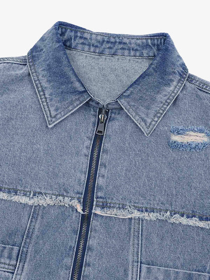 Revelse™ Men's Ripped Distressed Denim Jacket and Pants Set