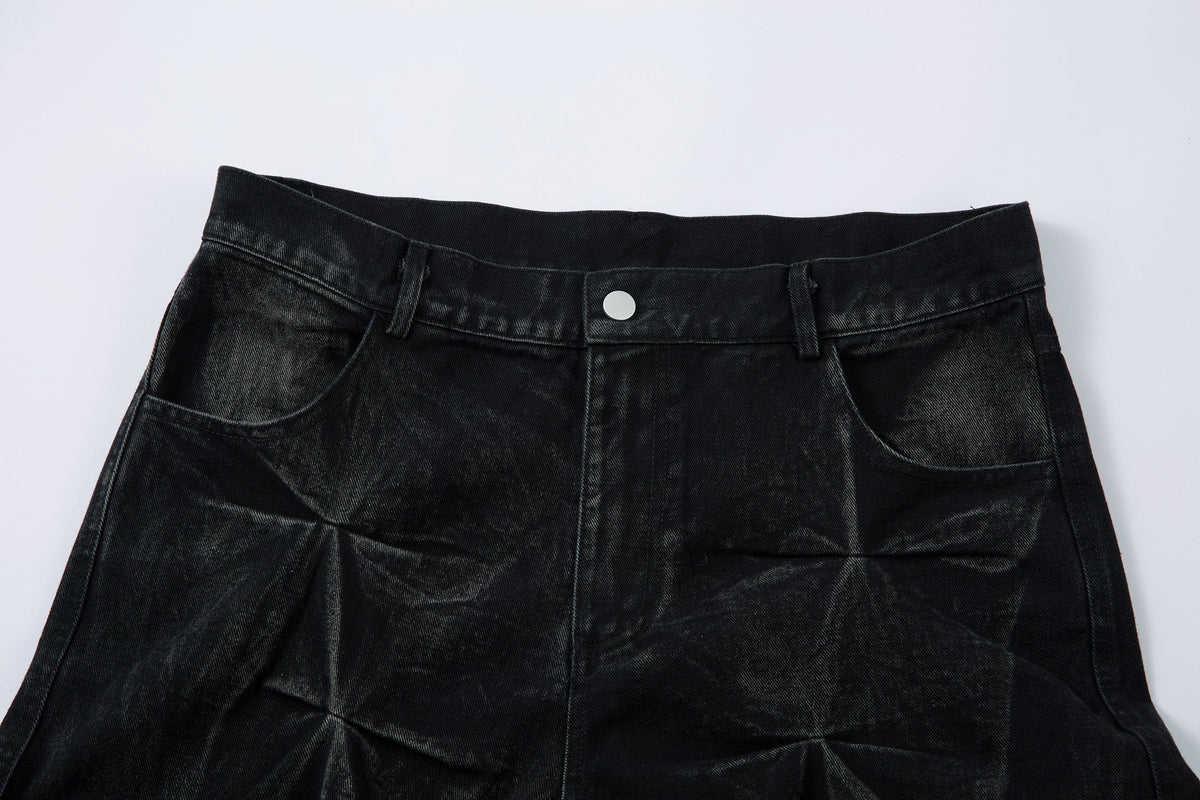 Revelse™ Washed Distressed Pleated Baggy Jeans