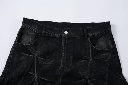 Revelse™ Washed Distressed Pleated Baggy Jeans