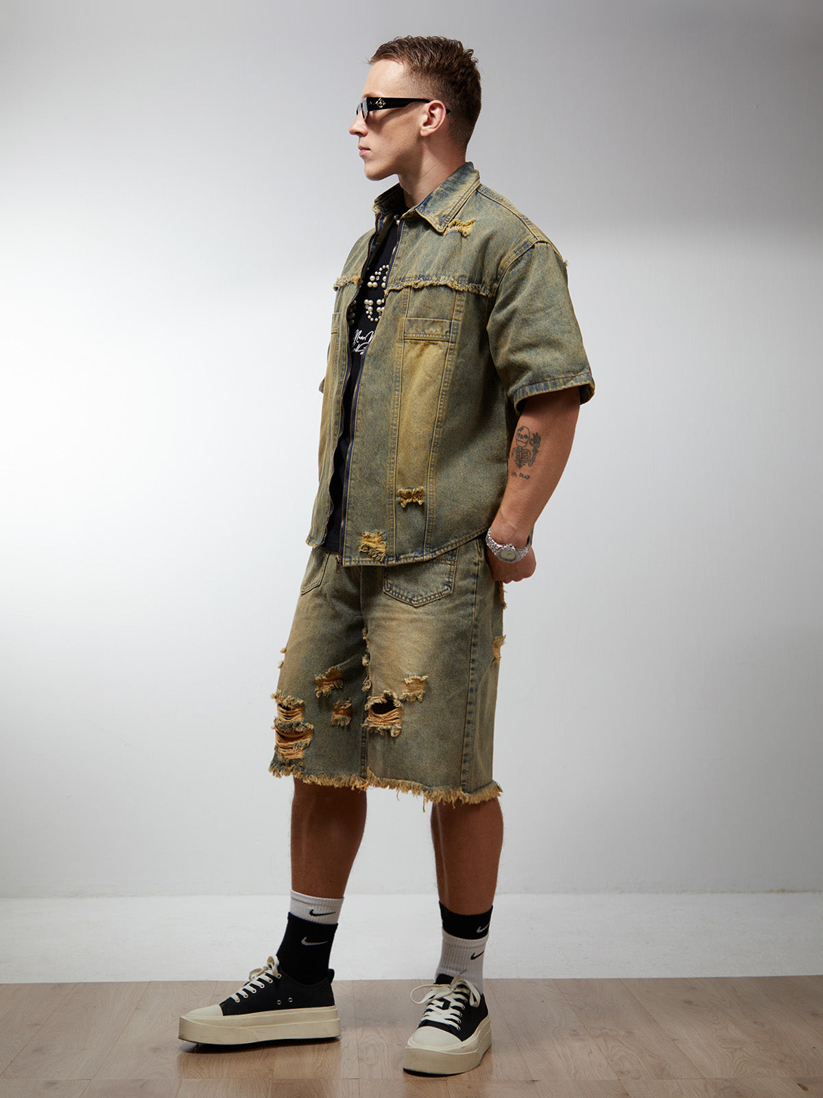 Revelse™ Men's Ripped Distressed Denim Jacket and Pants Set
