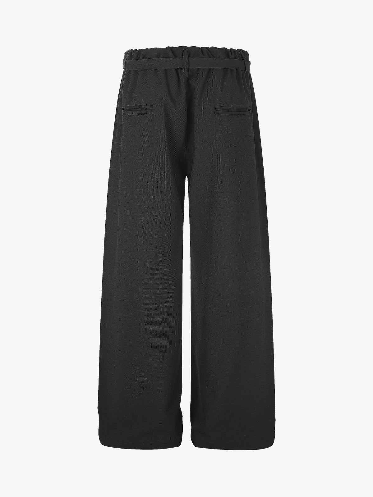 Close-up of the elastic waistband on printed trousers