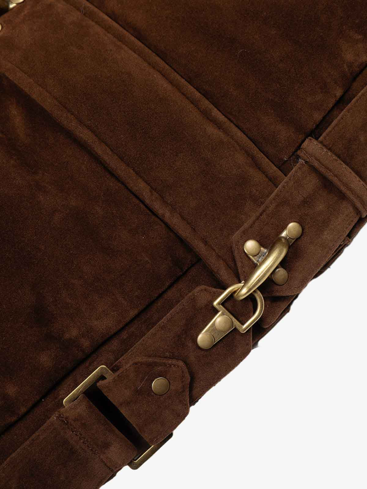 Revelse™ Faux Fur Hooded Suede Bomber Jacket with Metal Clip Streetwear