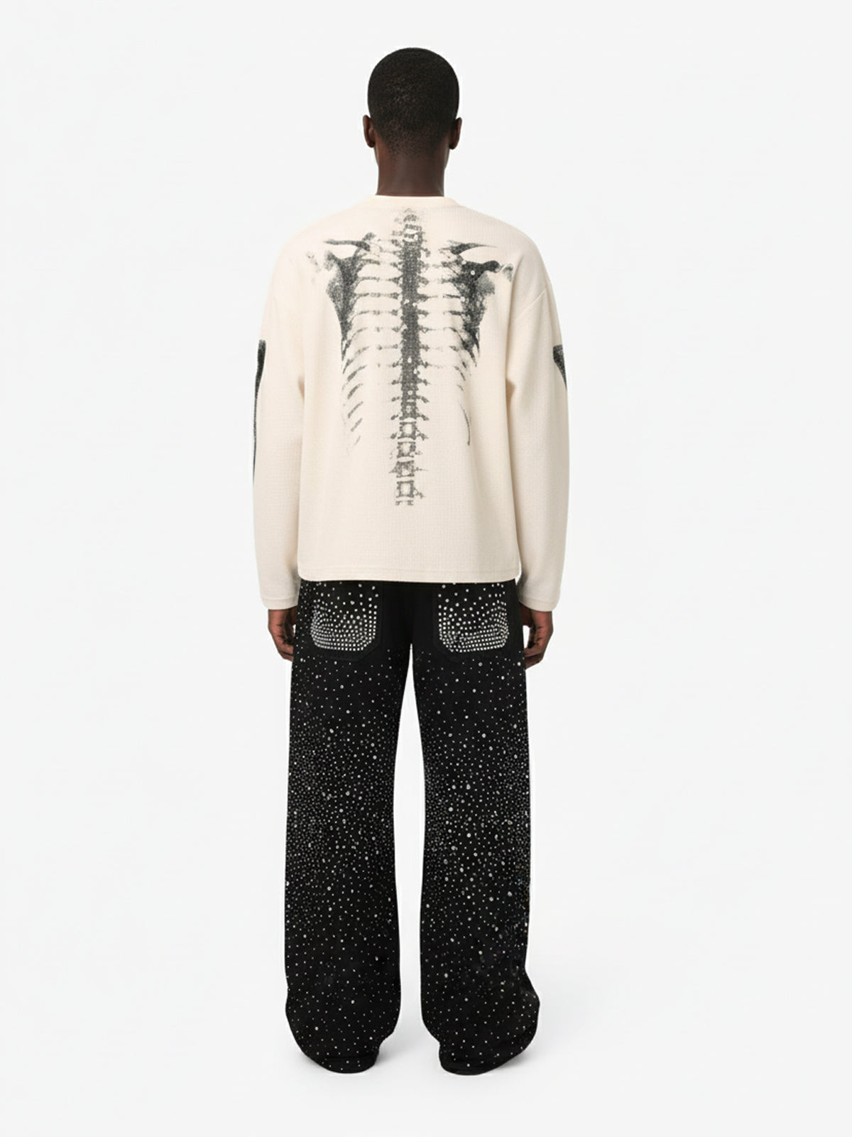 Revelse™ Skeleton Graphic Waffle Knit Sweatshirt