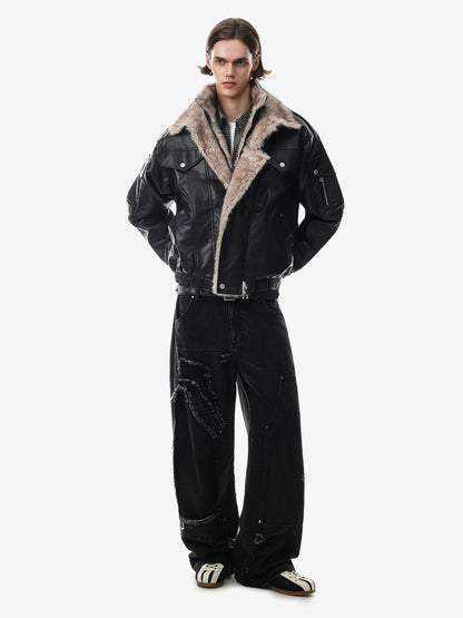 Side view of an oversized padded coat with a relaxed fit