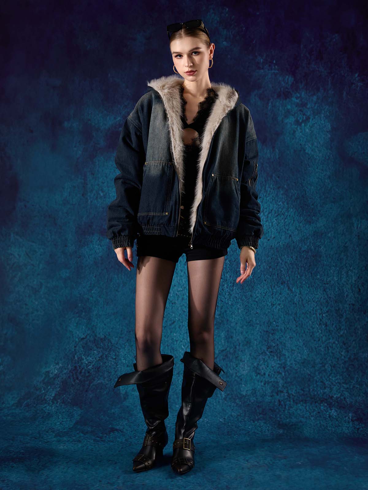 Revelse™ Washed Cotton Fur Hooded Jacket
