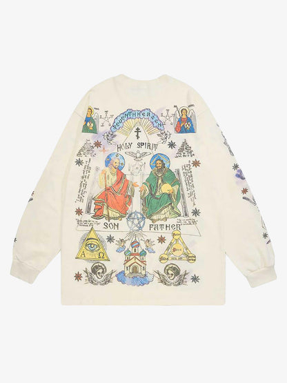 Revelse™ Men's Graffiti Print Long Sleeve Streetwear T-Shirt