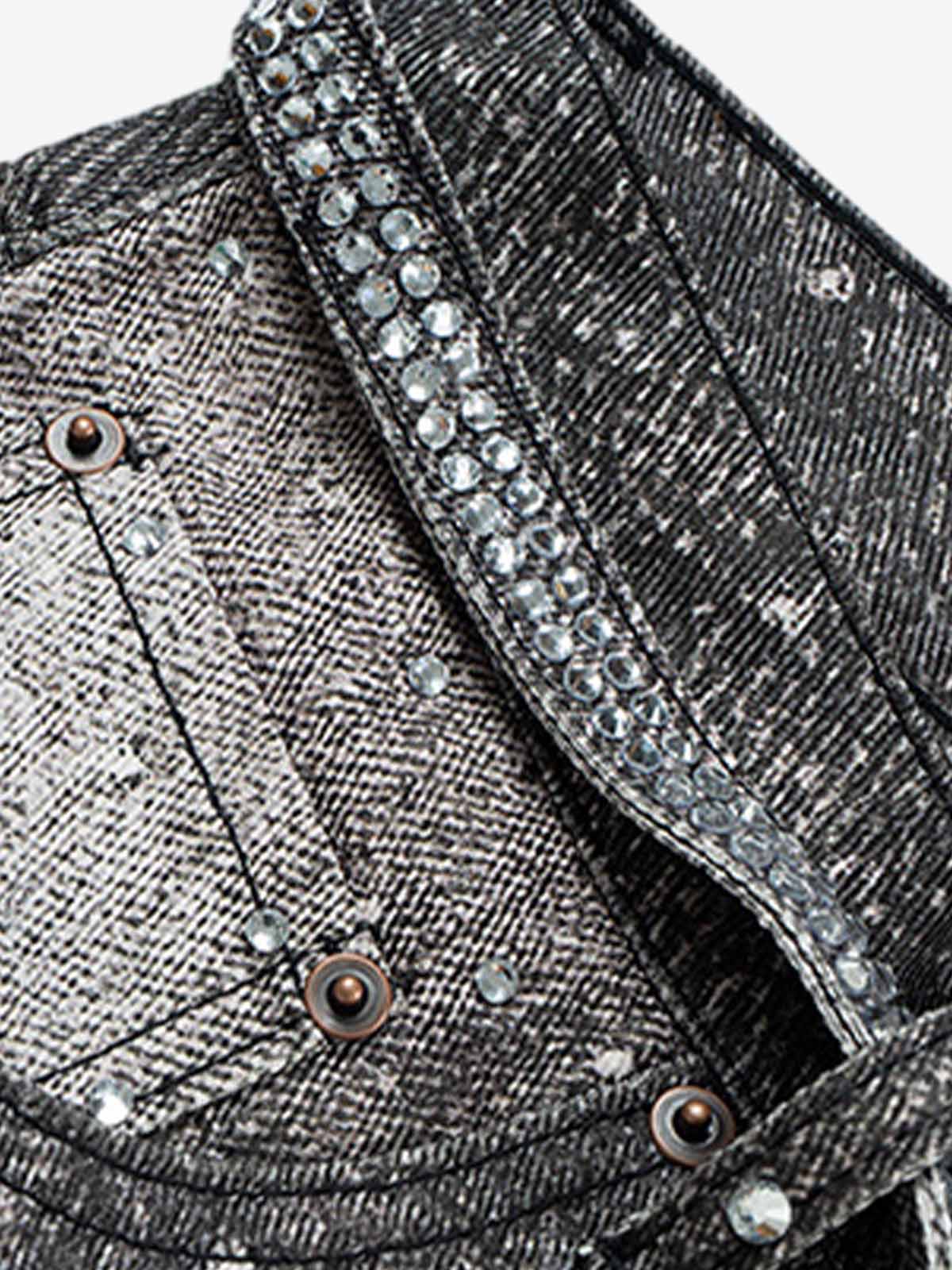 Revelse™ Distressed Denim Jeans with Diamond Belt Decor Detail