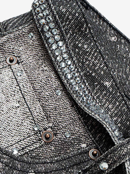 Revelse™ Distressed Denim Jeans with Diamond Belt Decor Detail