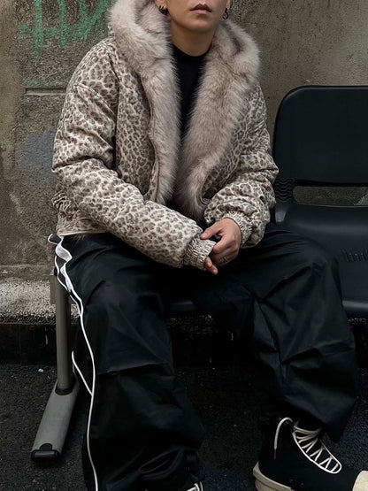 Revelse™ Cheetah Print Hooded Jacket with Faux Mink Fur Trim