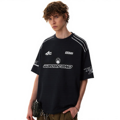 Revelse™ Oversized Varsity Racing Graphic T-Shirt