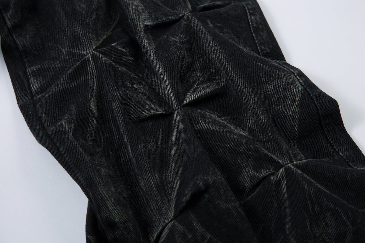 Revelse™ Washed Distressed Pleated Baggy Jeans