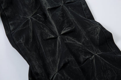 Revelse™ Washed Distressed Pleated Baggy Jeans