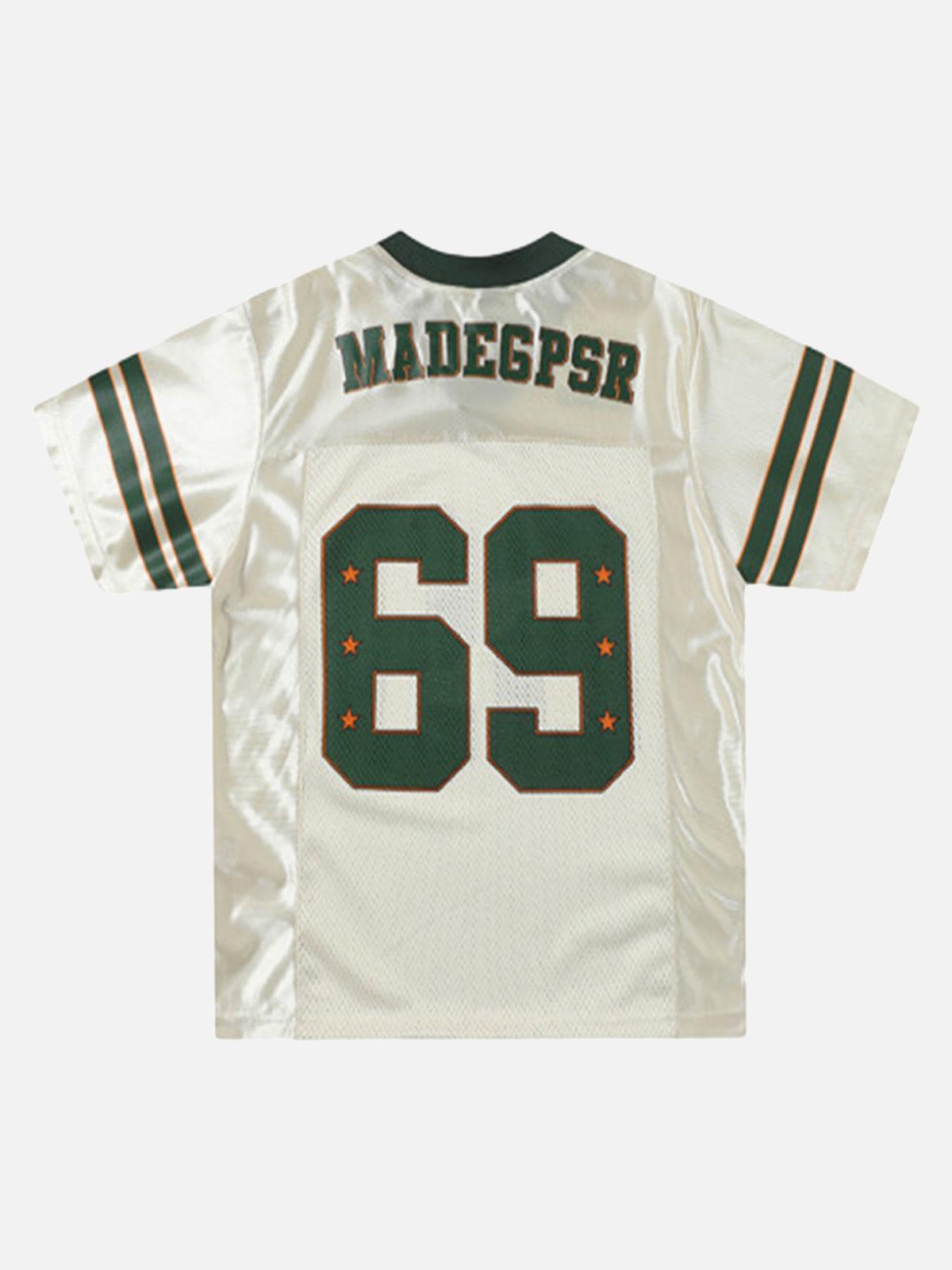 Revelse™ Sports Jersey T-Shirt Beige With Green Number 69
