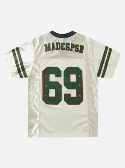 Revelse™ Sports Jersey T-Shirt Beige With Green Number 69