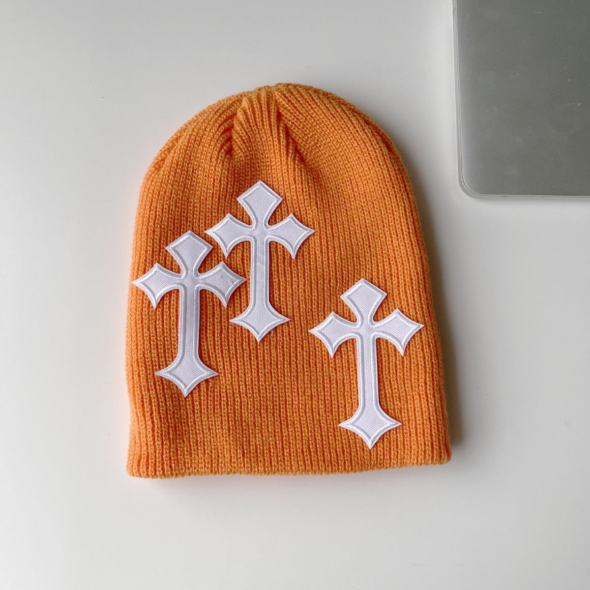 Cross Knitted Cotton Blend Beanie