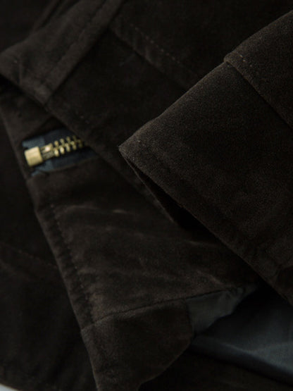 Revelse™ Retro Suede Bomber Jacket with Metal Button Lapel