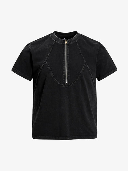 Revelse™ Acid Wash Half Zip Pullover T-Shirt