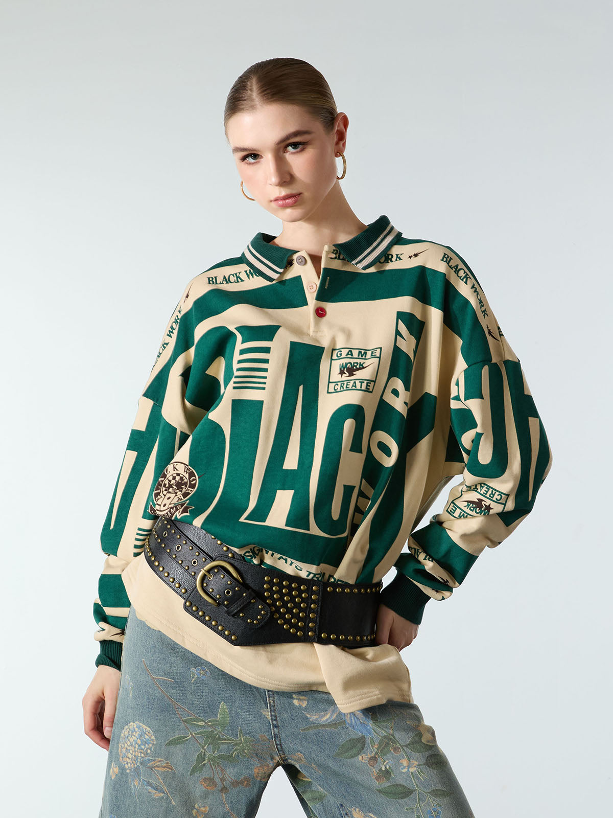 Revelse™ Retro Typography Printed Polo Shirt