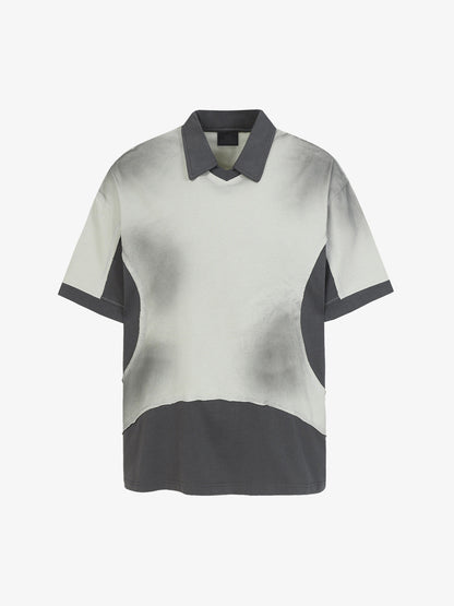 Revelse™ Oversized Cotton Blend Tie-Dye Polo Gray