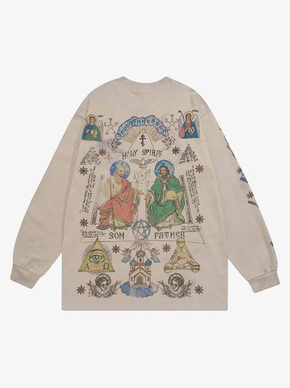 Revelse™ Men's Graffiti Print Long Sleeve Streetwear T-Shirt