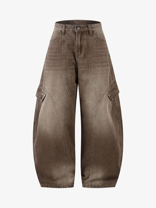 Revelse™ Vintage Washed Workwear Barrel Jeans