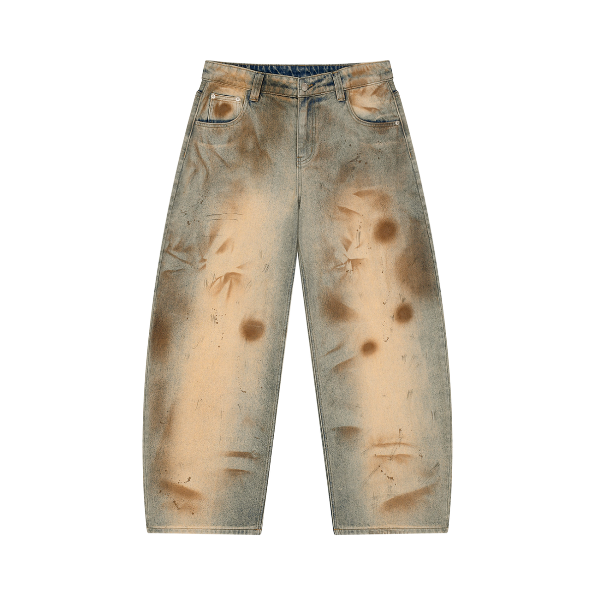 Barrel Leg Jeans With Distressed Details