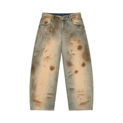 Barrel Leg Jeans With Distressed Details