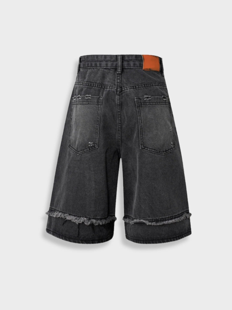 Revelse™ Distressed Embroidered Denim Jorts