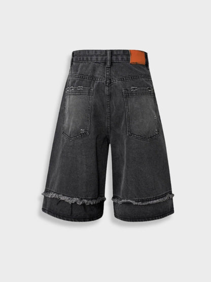Revelse™ Distressed Embroidered Denim Jorts