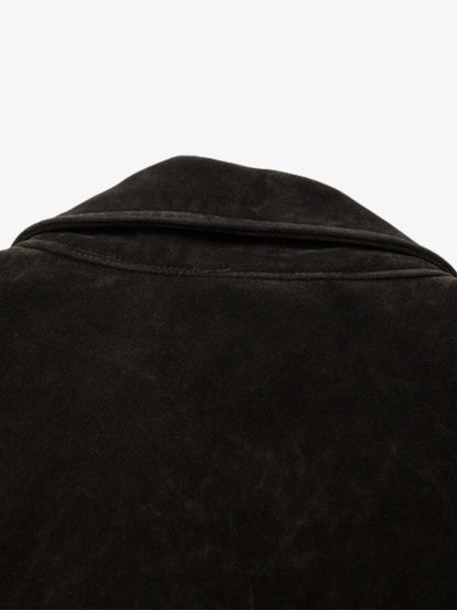 Revelse™ Retro Suede Bomber Jacket with Metal Button Lapel
