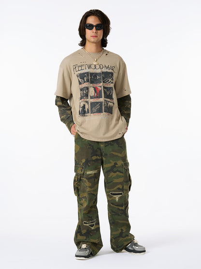 Revelse™ Woven Ripped Camouflage Cargo Baggy Pants