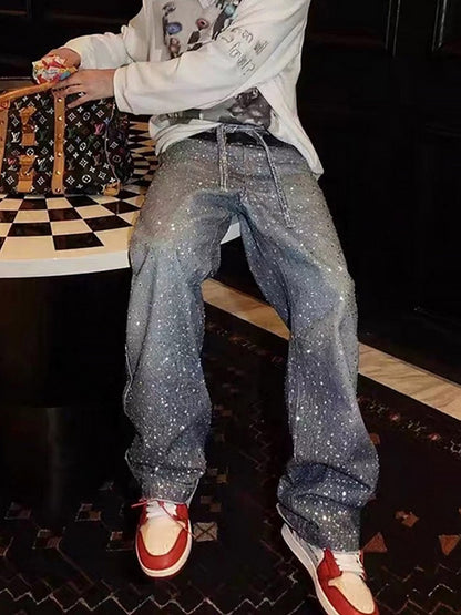 Revelse™ Distressed Denim Jeans with Diamond Belt Decor Detail