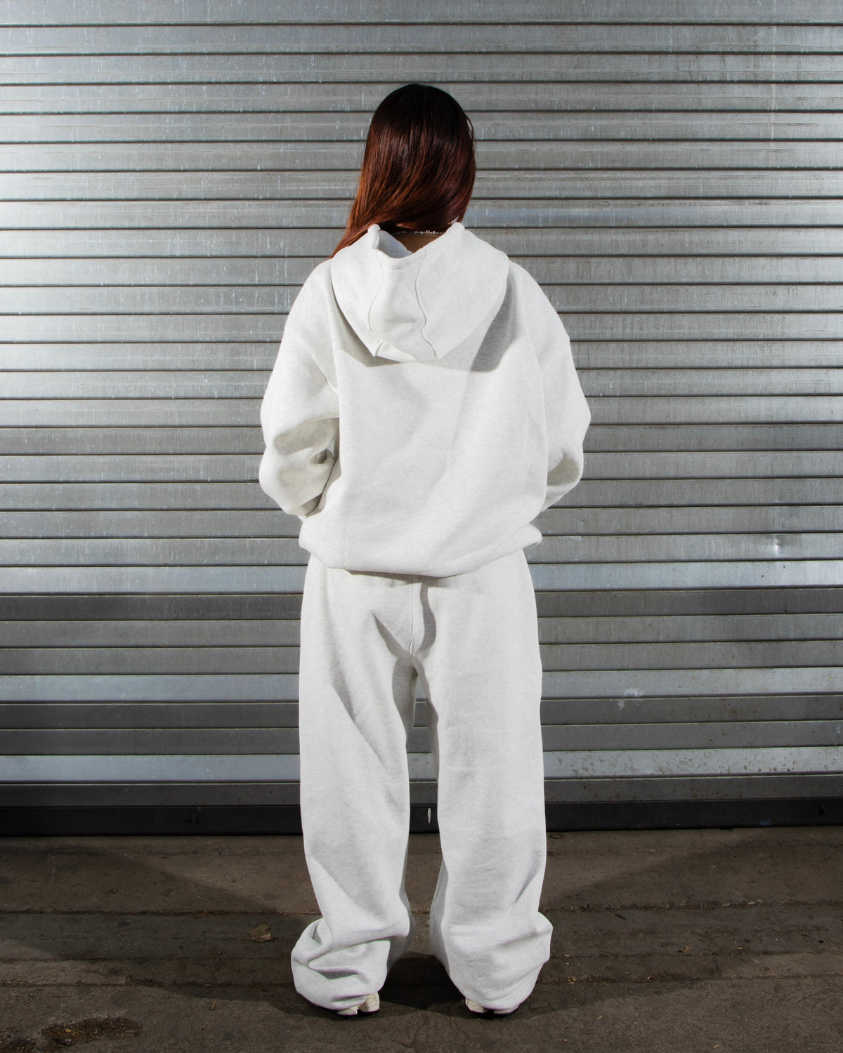 Revelse™ Oversized Cotton Blend Tracksuit Set Light Grey