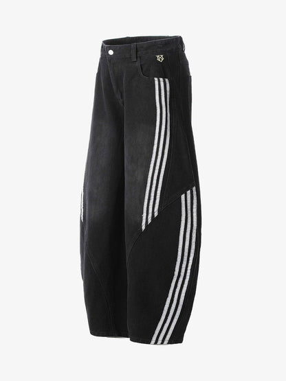 Revelse™ Contrast Stitching Barrel Leg Denim Jeans