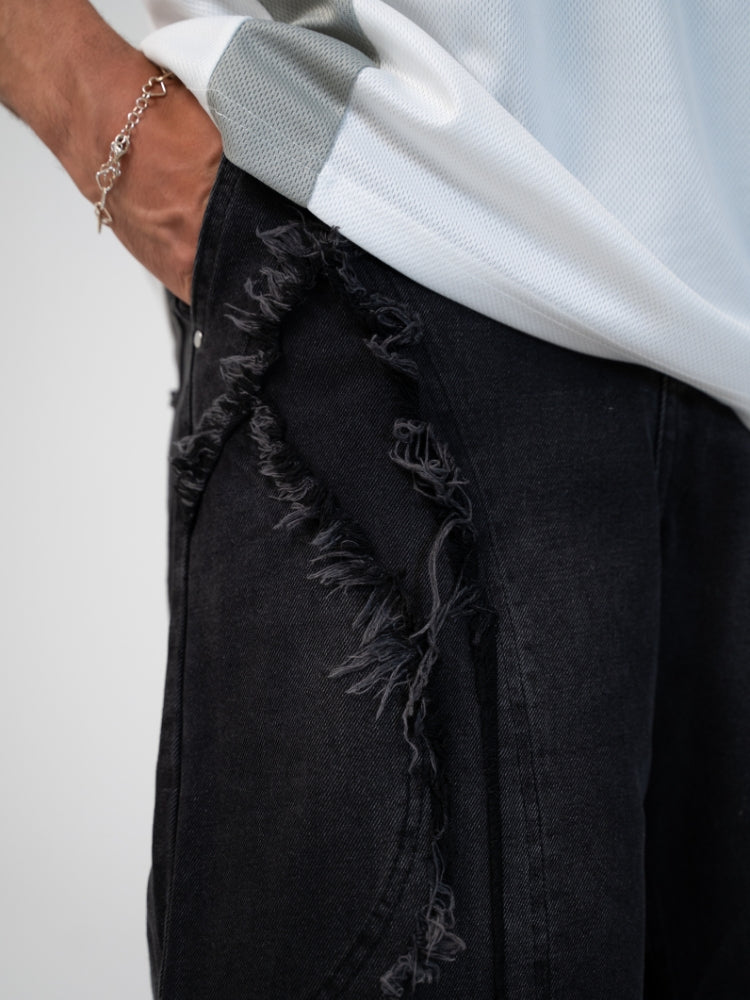 Revelse™ Distressed Embroidered Denim Jorts