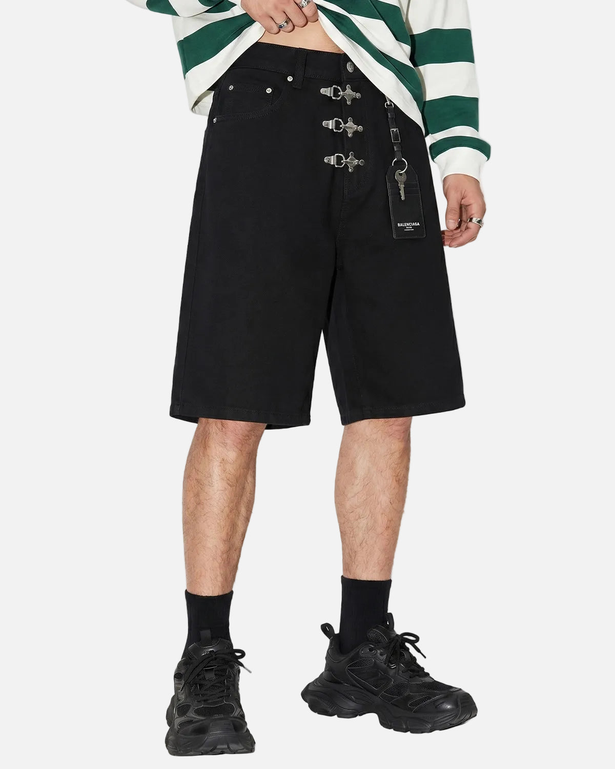 Revelse™ Men's Denim Metal Buckle Baggy Jorts