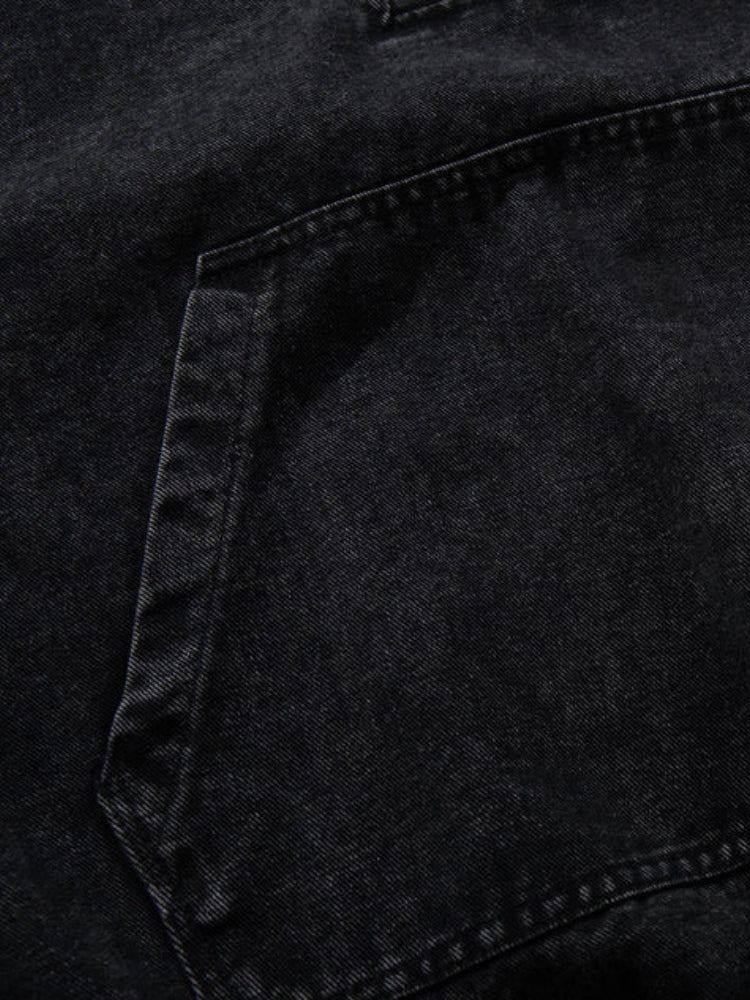 Revelse™ Washed Denim Toggle Front Hoodie Black