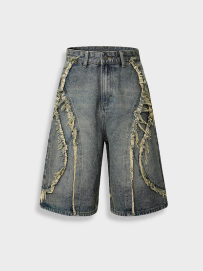 Revelse™ Distressed Embroidered Denim Jorts