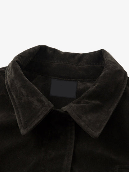 Revelse™ Retro Suede Bomber Jacket with Metal Button Lapel