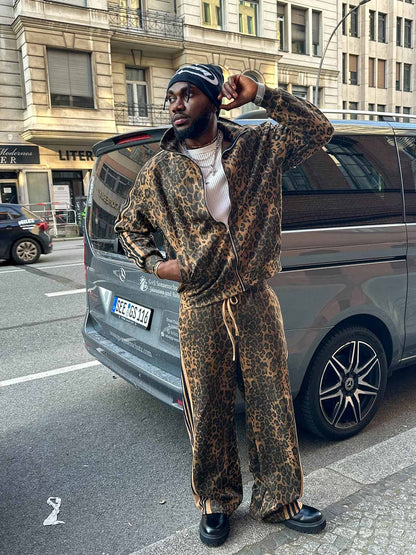 Revelse™ Cheetah Print Suede French Terry Tracksuit