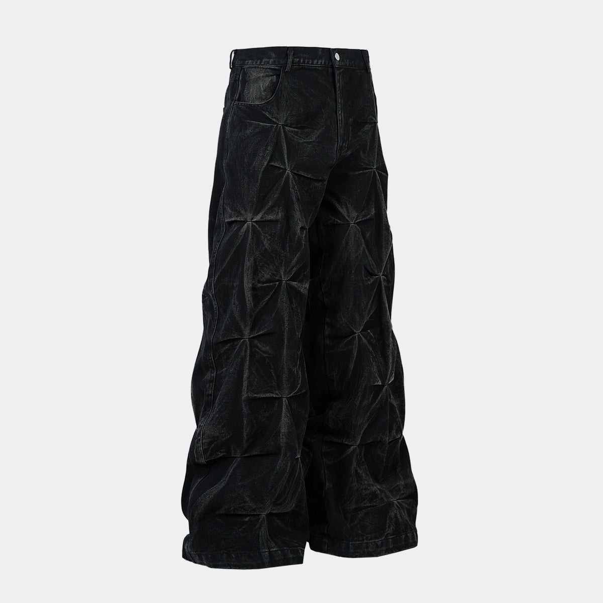 Revelse™ Washed Distressed Pleated Baggy Jeans