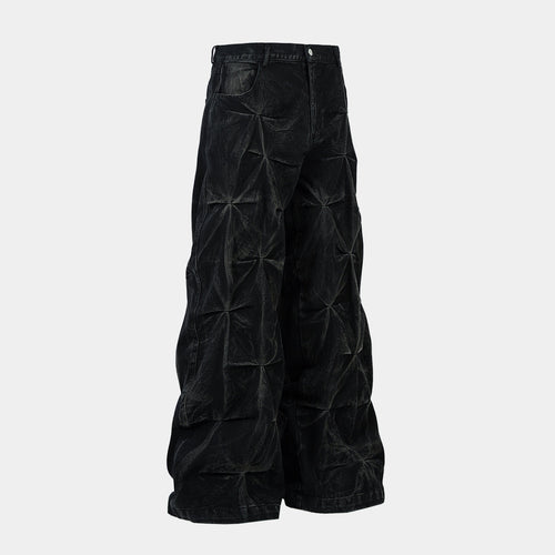 Revelse™ Washed Distressed Pleated Baggy Jeans