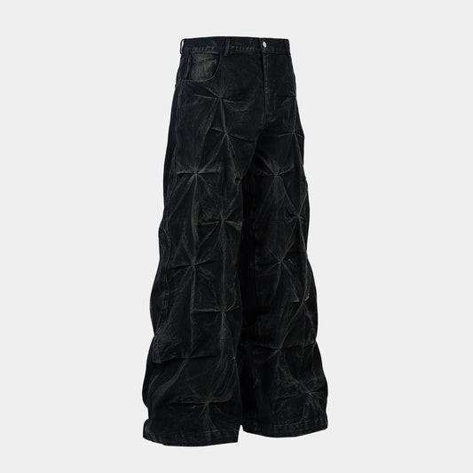 Revelse™ Washed Distressed Pleated Baggy Jeans