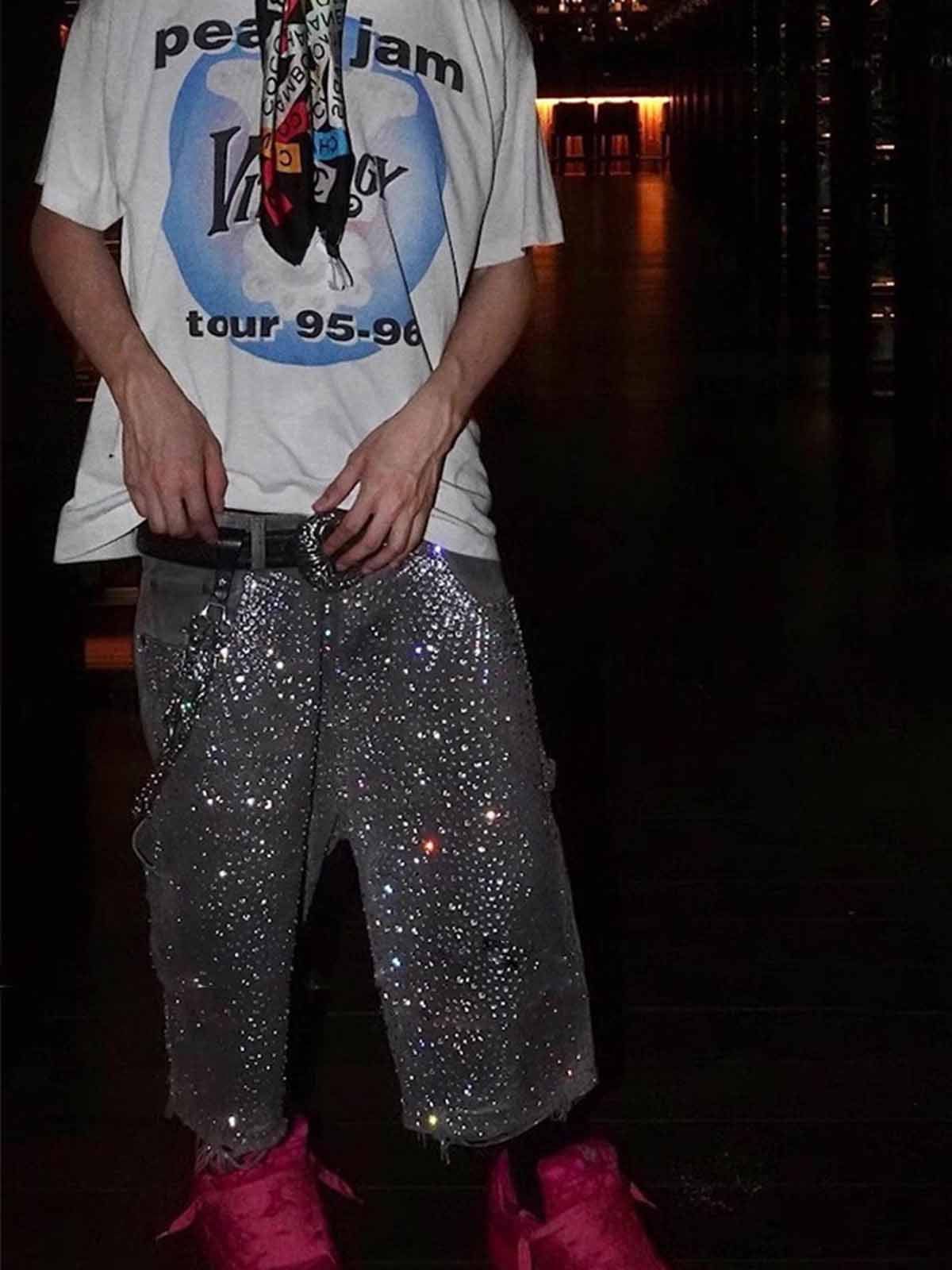 Revelse™ Gradient Rhinestone Embellished Denim Shorts