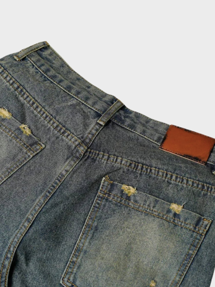 Revelse™ Distressed Embroidered Denim Jorts