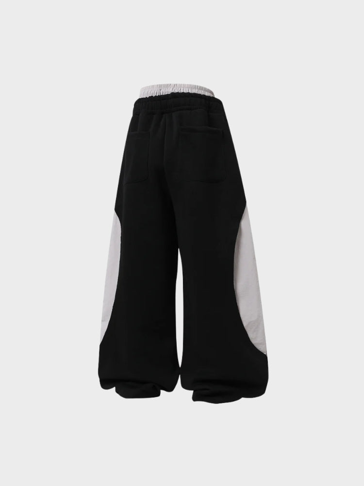 Revelse™ Wide-Leg Cotton Joggers with Side Stripe Panels