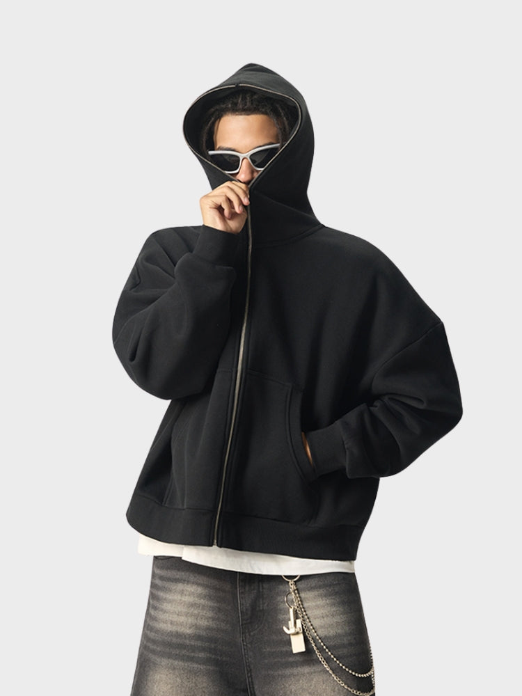 Revelse™ Full-Zip Fleece Hoodie Black Loose Fit
