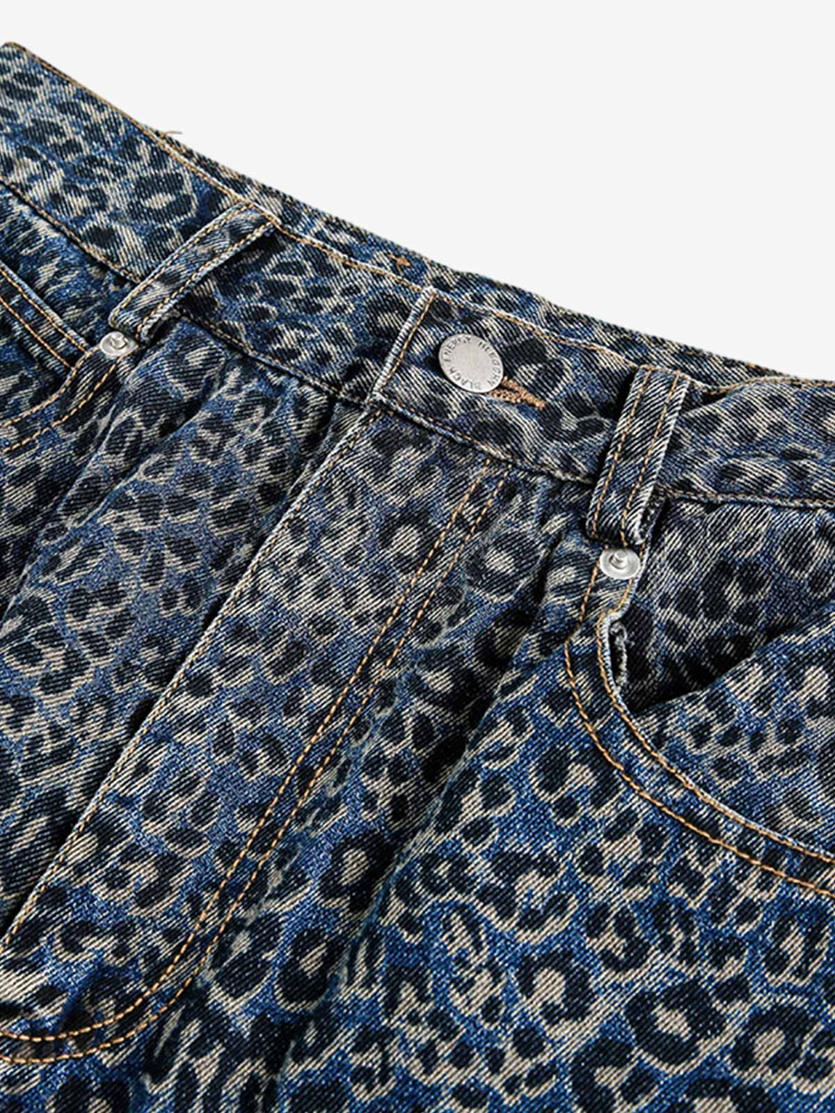 Revelse™ Leopard Print Denim Barrel Jeans